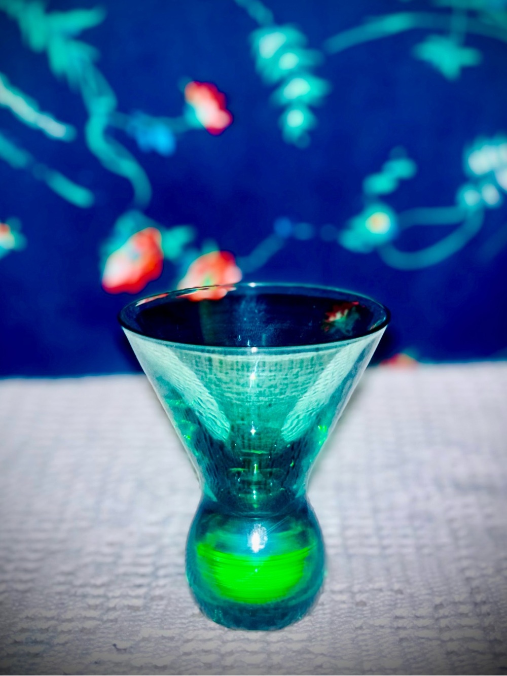 Vtg 60s MCM Atomic Ball Stem Emerald Green Bubble Martini Cordial Glass